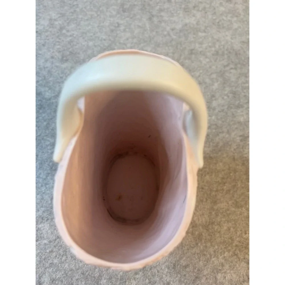 Ucagco Pink Jasperware‎ Style Porcelain Cameo Basket Vase ** VINTAGE 1950'S